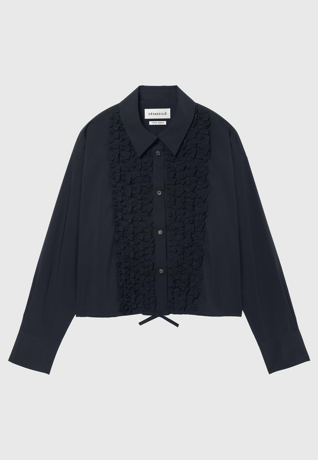 COTTON TYPEWRITER FRILL SHIRT / コットンタイプライターフリルシャツ 詳細画像 Navy 1