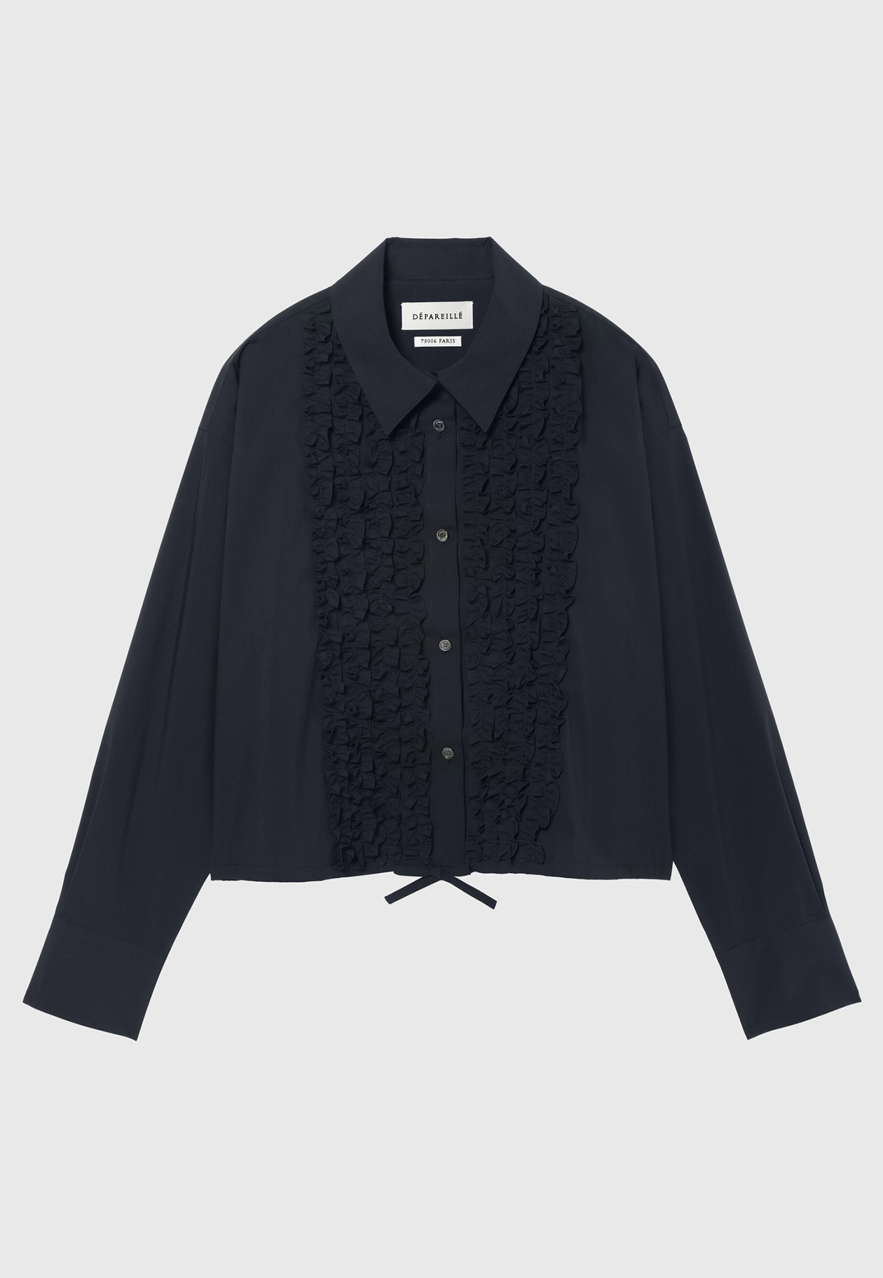 COTTON TYPEWRITER FRILL SHIRT / コットンタイプライターフリルシャツ 詳細画像 Navy 1