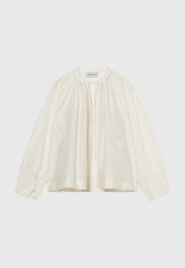 TAPE CUT JACQUARD BLOUSE / テープカットジャガードブラウス 詳細画像 White 4