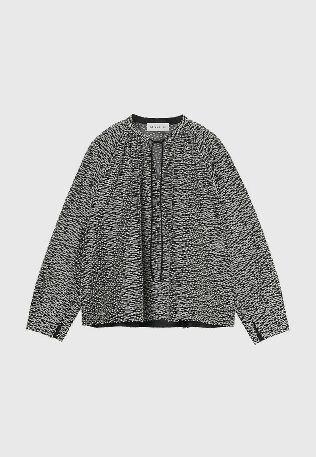 TAPE CUT JACQUARD BLOUSE / テープカットジャガードブラウス 詳細画像 Black 1