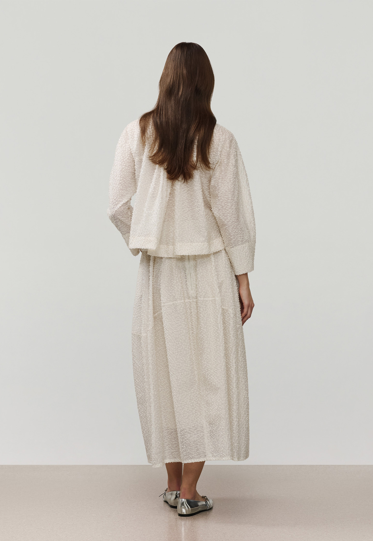 TAPE CUT JACQUARD BLOUSE / テープカットジャガードブラウス 詳細画像 White 3