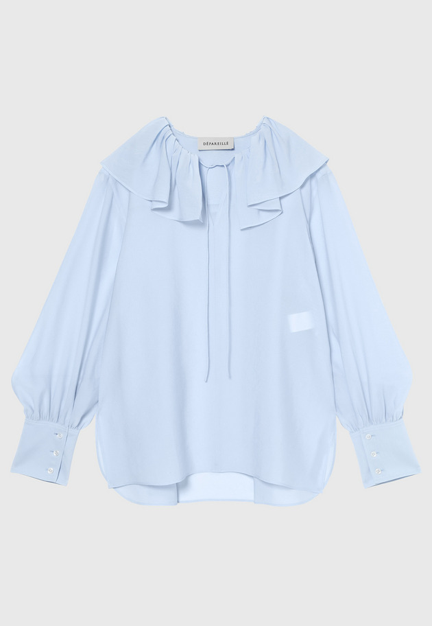 SILKY RUFFLE BLOUSE / シルキーラッフルブラウス 詳細画像 Sax 1