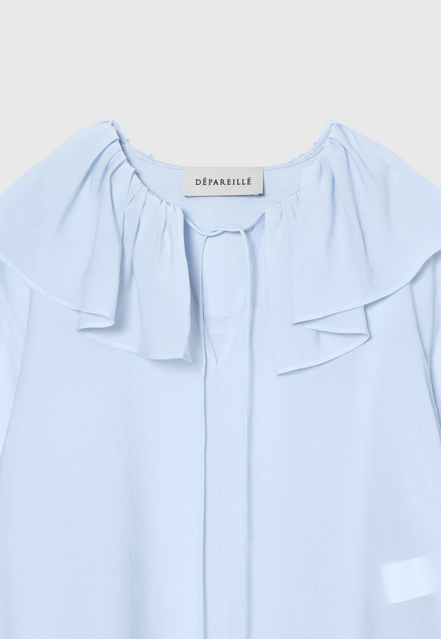 SILKY RUFFLE BLOUSE / シルキーラッフルブラウス 詳細画像 Sax 3