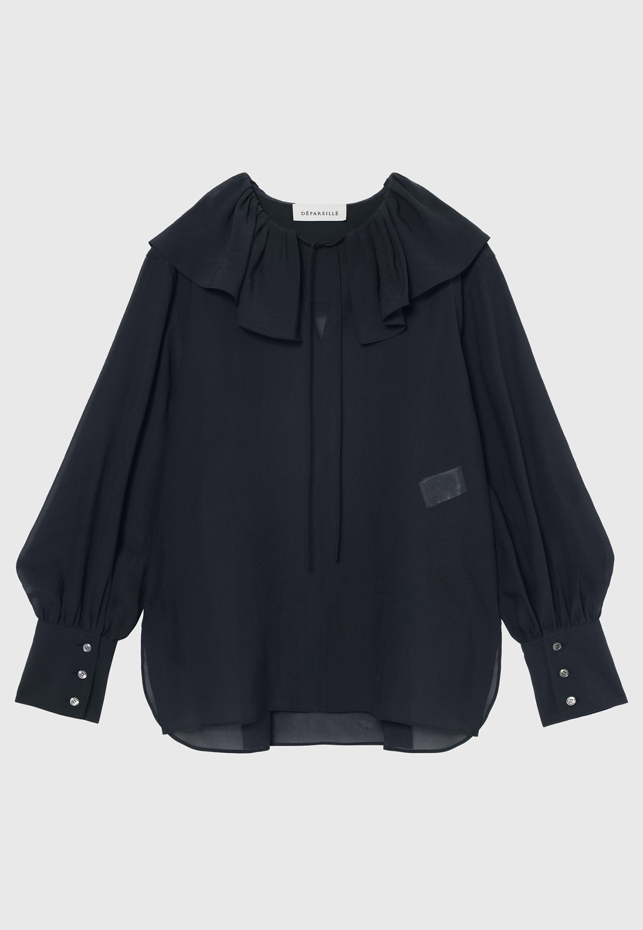 SILKY RUFFLE BLOUSE / シルキーラッフルブラウス 詳細画像 Navy 1