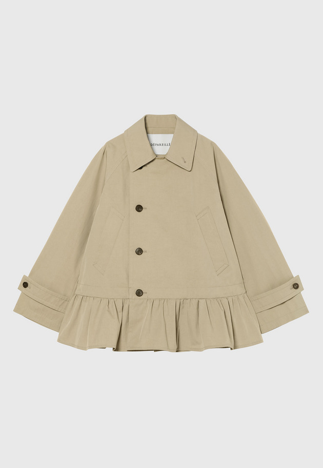 GABARDINE PEPLUM SHORT COAT / ギャバジンペプラムショートコート 詳細画像 Beige 4