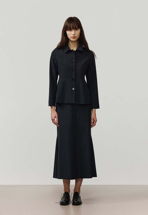 TROPICAL WOOL BLOUSE JACKET / トロピカルウールブラウスジャケット 詳細画像 Navy 1