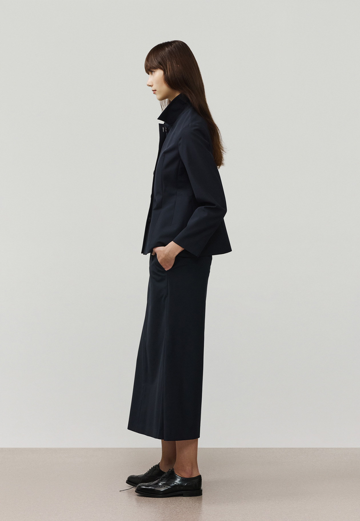 TROPICAL WOOL BLOUSE JACKET / トロピカルウールブラウスジャケット 詳細画像 Navy 2