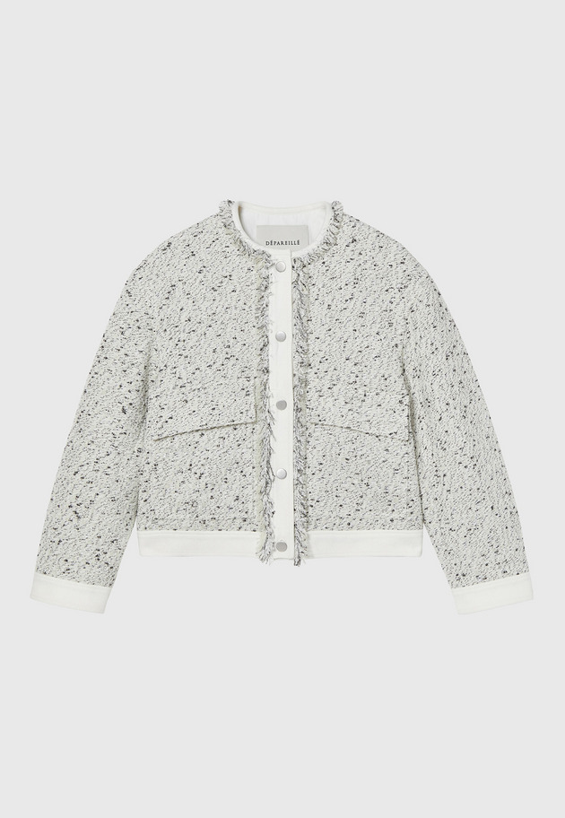 NEP TWEED NO COLLAR JACKET / ネップツィードノーカラージャケット 詳細画像 White 4