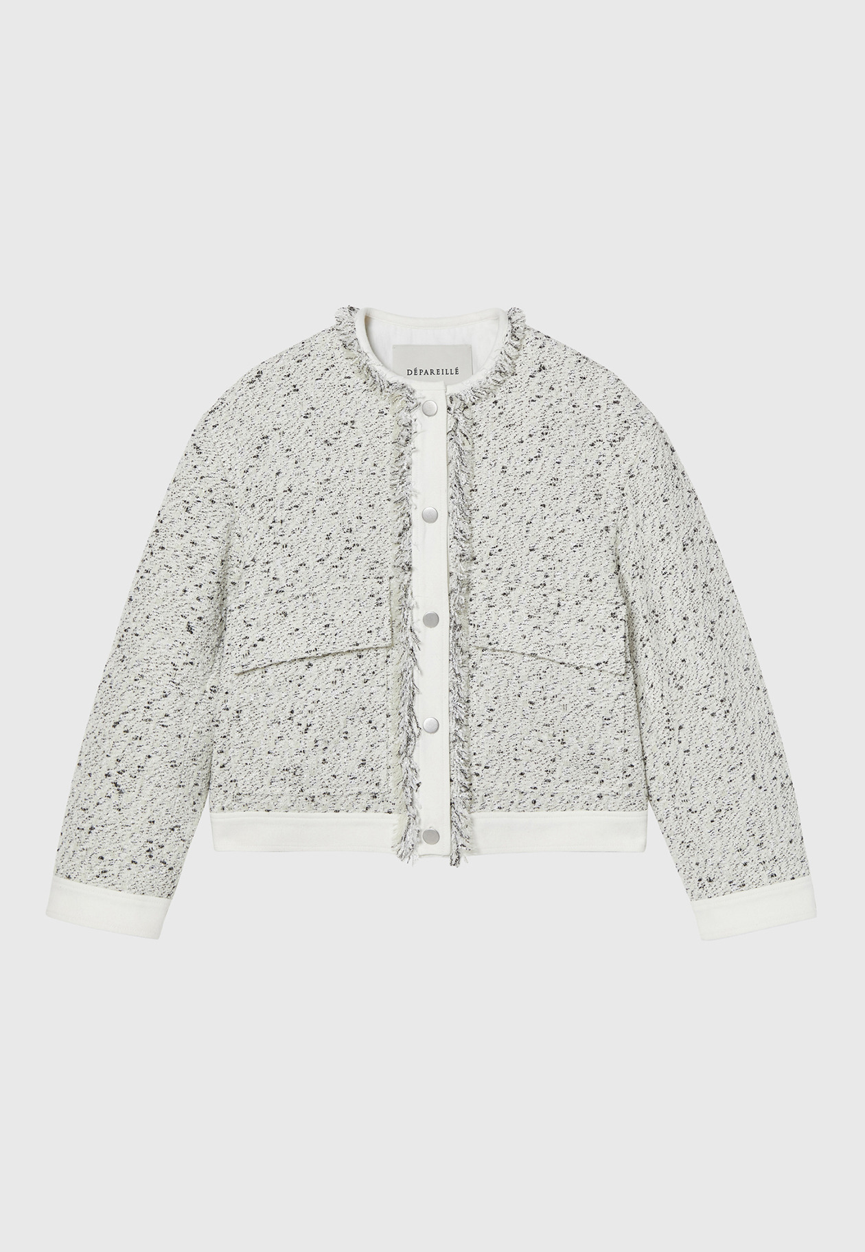 NEP TWEED NO COLLAR JACKET / ネップツィードノーカラージャケット 詳細画像 White 4