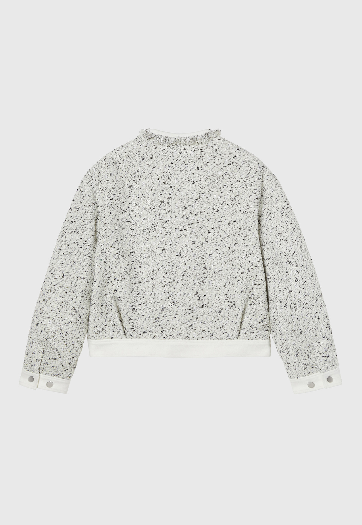 NEP TWEED NO COLLAR JACKET / ネップツィードノーカラージャケット 詳細画像 White 5