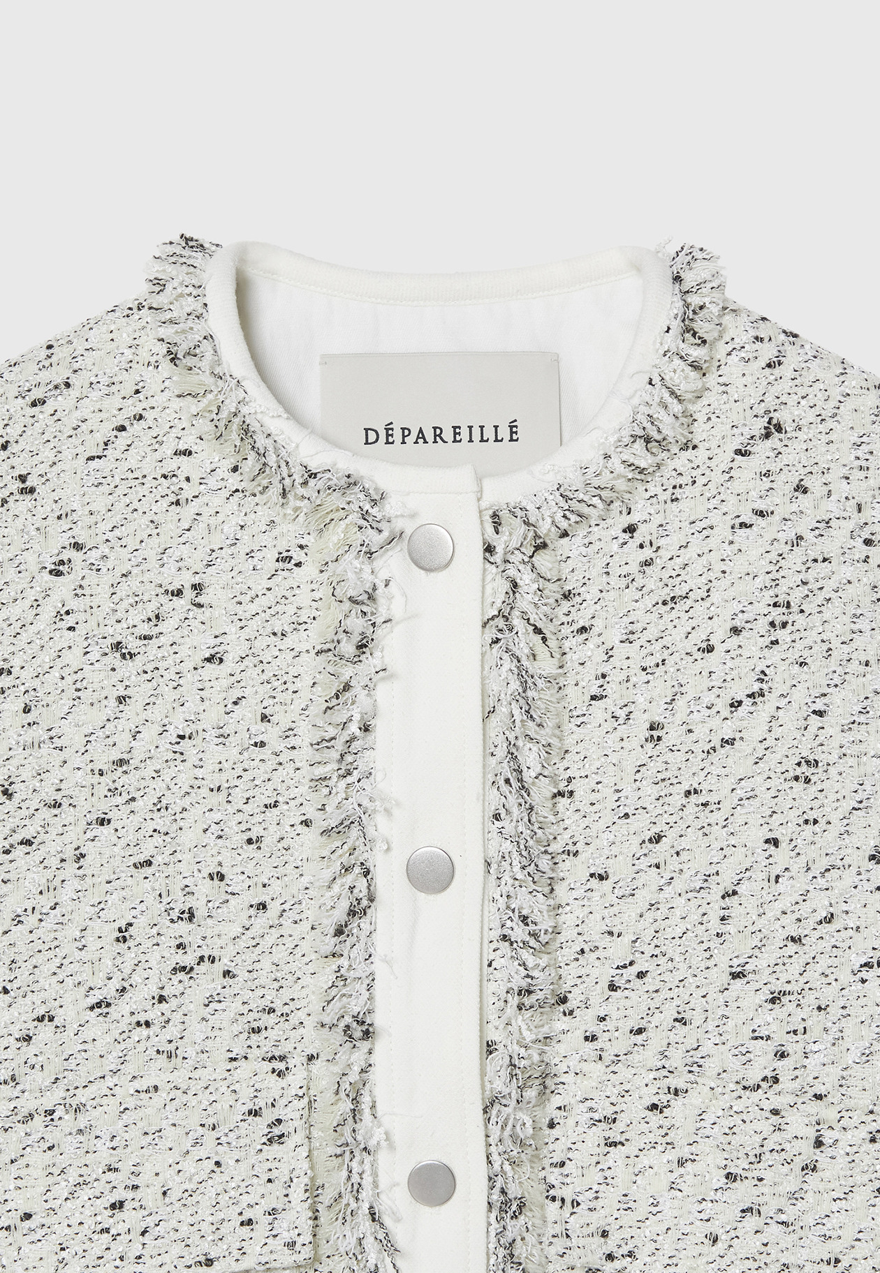 NEP TWEED NO COLLAR JACKET / ネップツィードノーカラージャケット 詳細画像 White 6