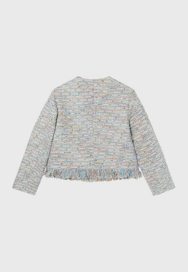 FANCY TWEED NO COLLAR JACKET / ファンシーツィードノーカラージャケット 詳細画像 Blue 5