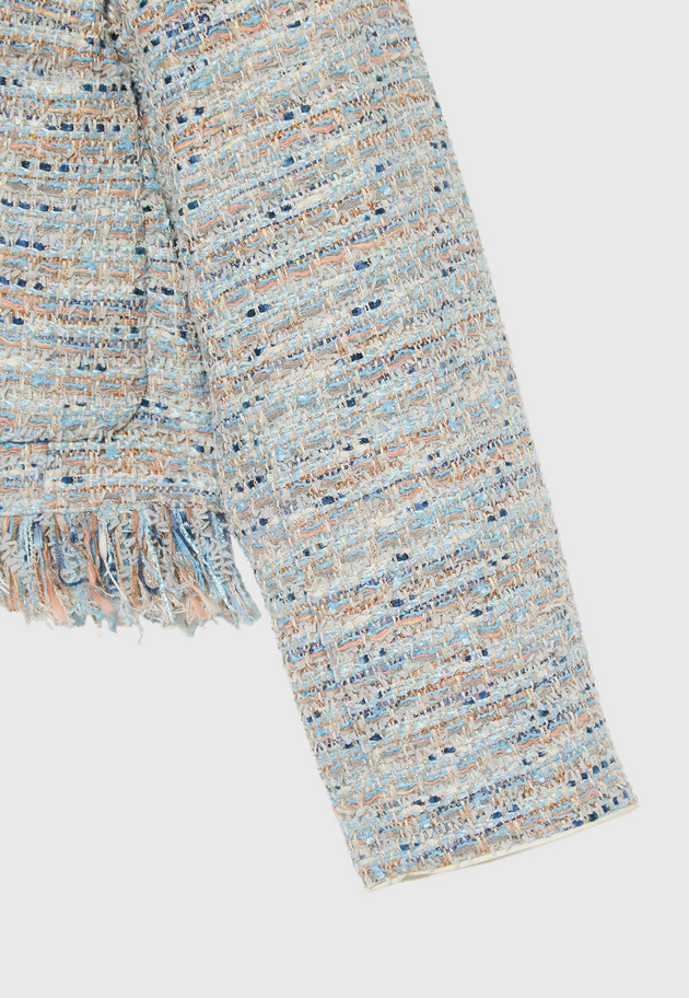 FANCY TWEED NO COLLAR JACKET / ファンシーツィードノーカラージャケット 詳細画像 Blue 7