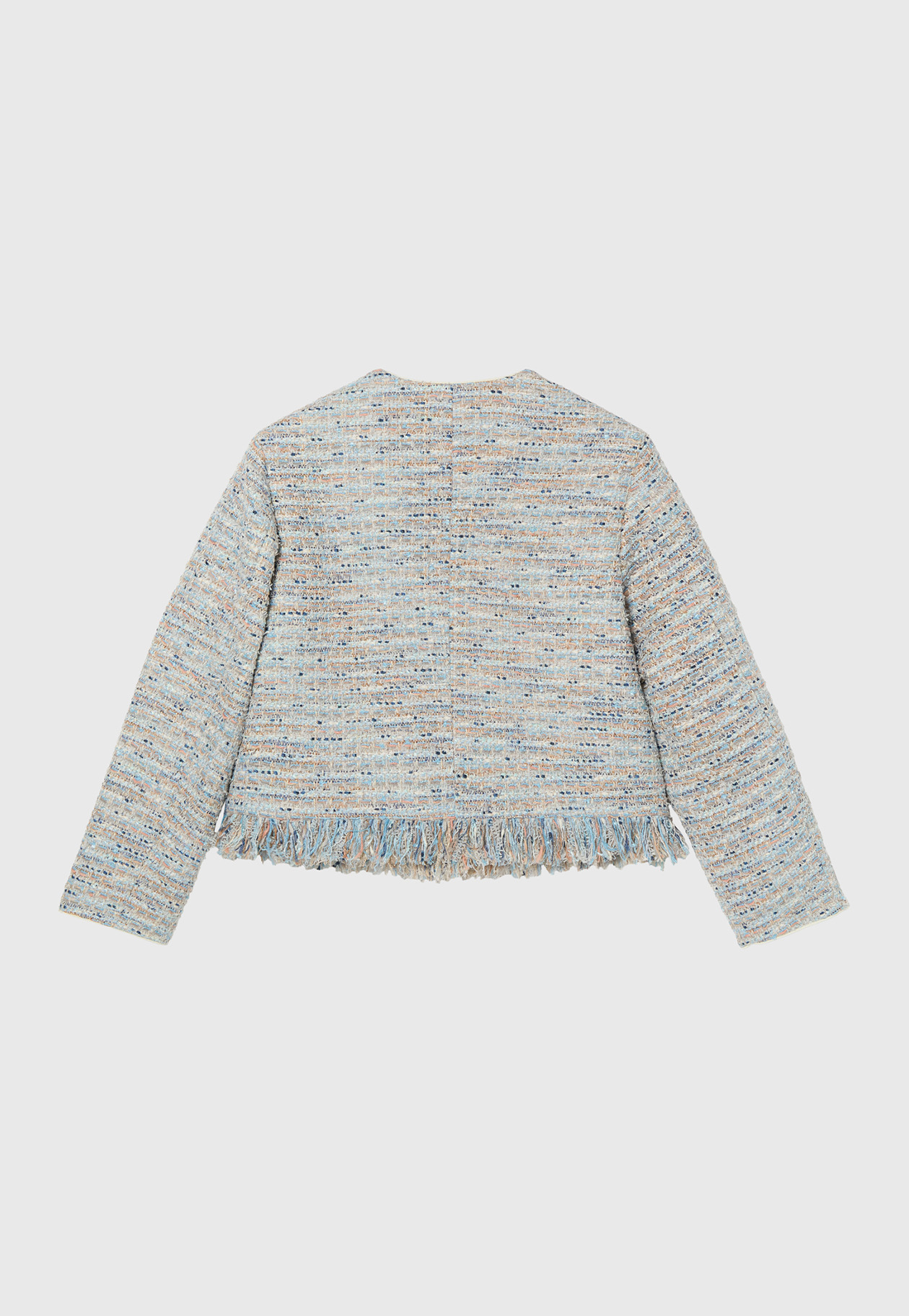 FANCY TWEED NO COLLAR JACKET / ファンシーツィードノーカラージャケット 詳細画像 Blue 5