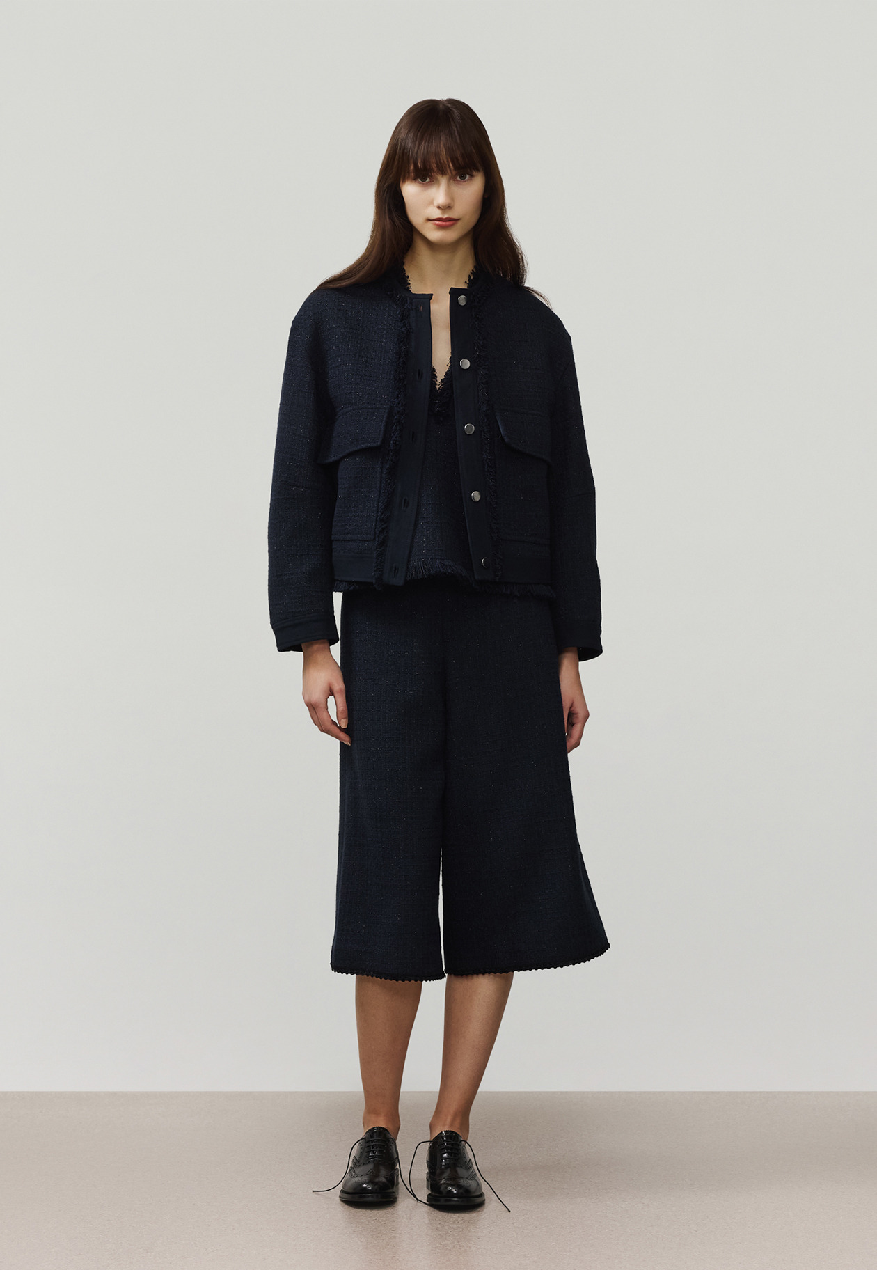 COTTON TWEED WIDE PANTS / コットンツィードワイドパンツ 詳細画像 Navy 8