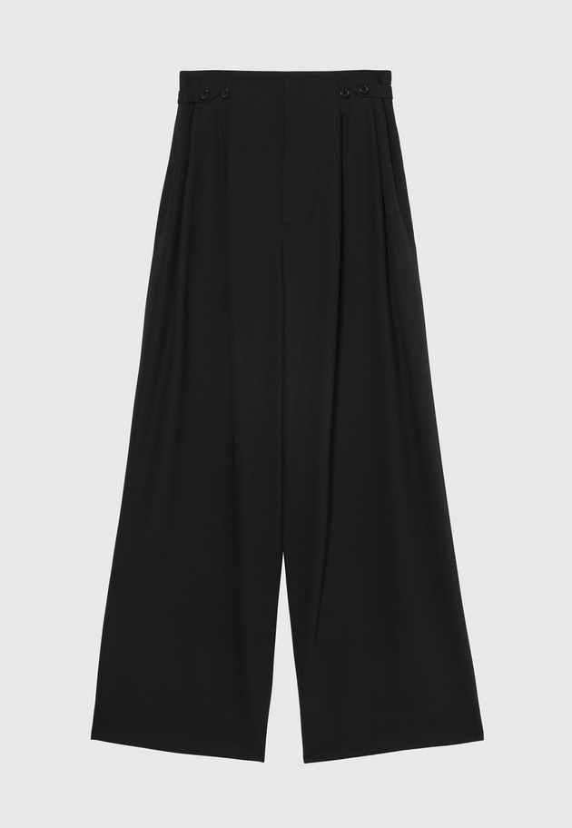 WOOL NYLON GABARDINE WAIST BELT PANTS / ウールナイロンギャバジンウエストベルトパンツ 詳細画像 Black 1