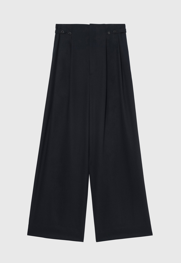 WOOL NYLON GABARDINE WAIST BELT PANTS / ウールナイロンギャバジンウエストベルトパンツ 詳細画像 Navy 4