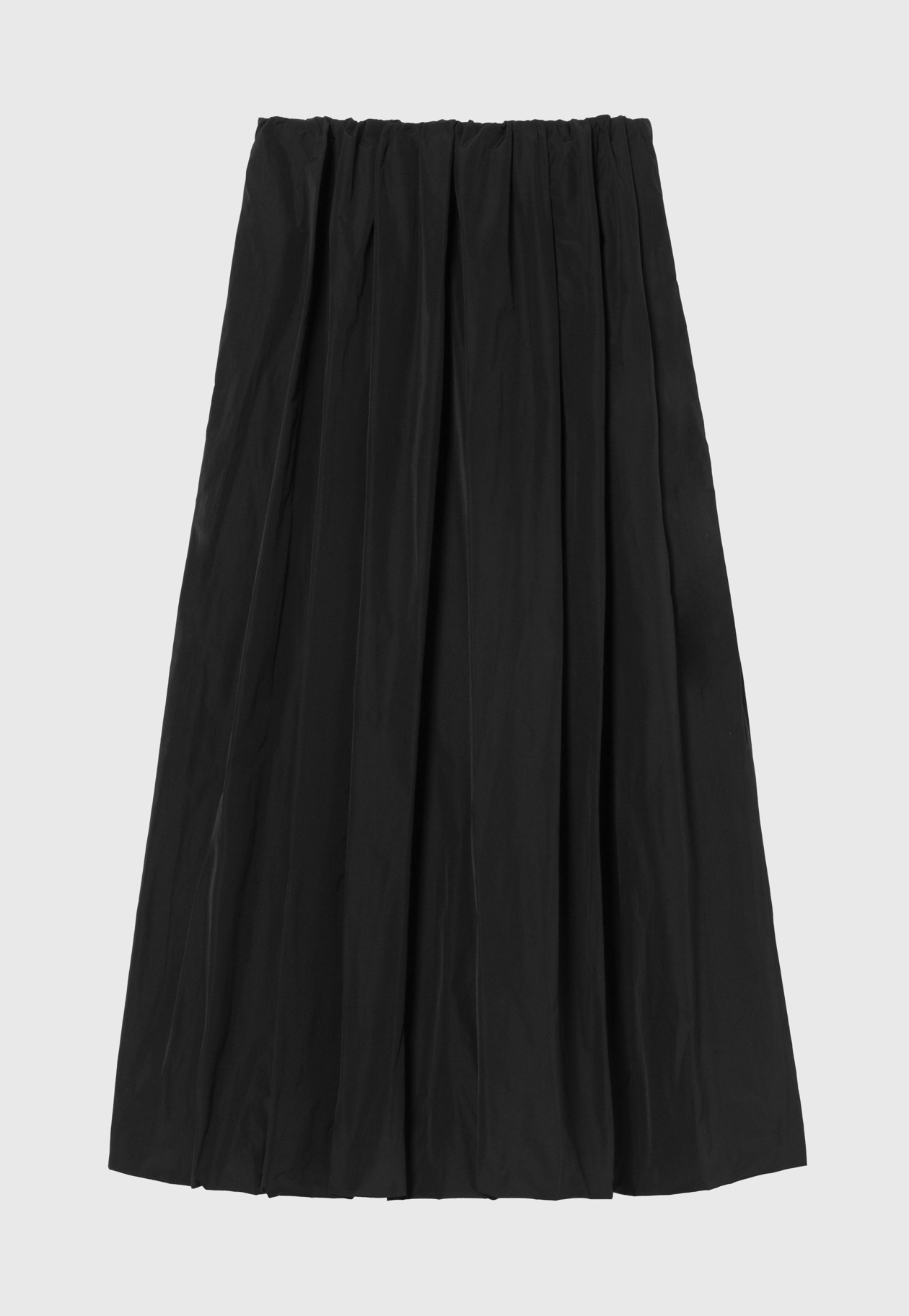 POLYESTER TAFFETA TUCK SKIRT / ポリエステルタフタタックスカート 詳細画像 Black 1