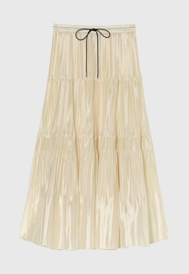 SILK POLYESTER TIERED PLEATS SKIRT / シルクポリエステルティアードプリーツスカート 詳細画像 OW 4