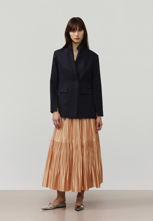 SILK POLYESTER TIERED PLEATS SKIRT / シルクポリエステルティアードプリーツスカート 詳細画像 OR 1