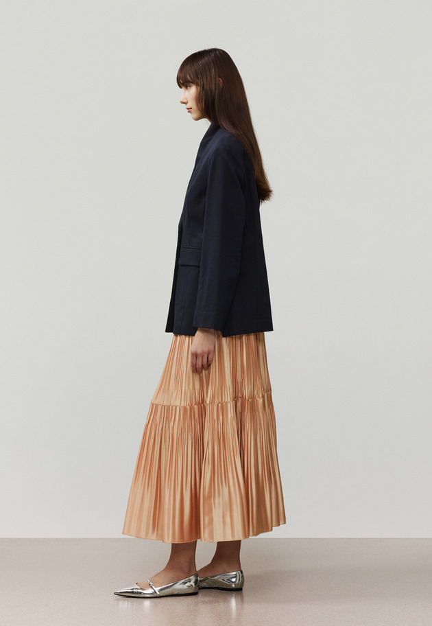 SILK POLYESTER TIERED PLEATS SKIRT / シルクポリエステルティアードプリーツスカート 詳細画像 OR 2