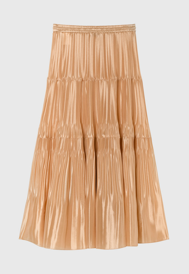 SILK POLYESTER TIERED PLEATS SKIRT / シルクポリエステルティアードプリーツスカート 詳細画像 OR 5