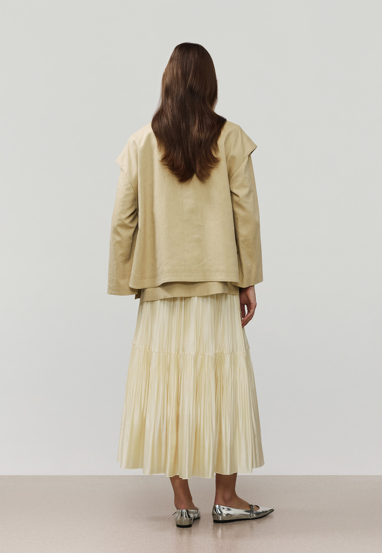 SILK POLYESTER TIERED PLEATS SKIRT / シルクポリエステルティアードプリーツスカート 詳細画像 OW 3