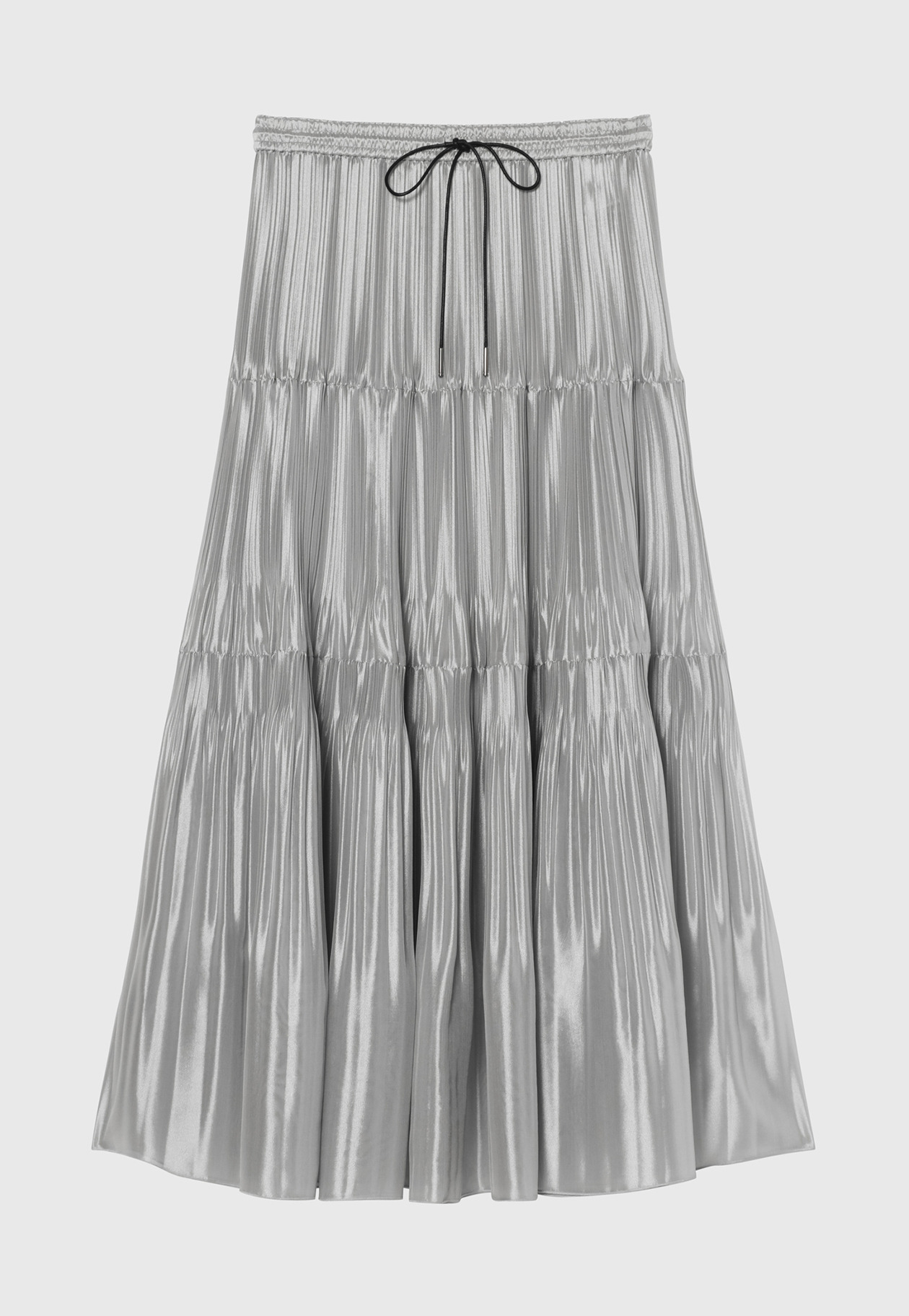 SILK POLYESTER TIERED PLEATS SKIRT / シルクポリエステルティアードプリーツスカート 詳細画像 Gray 1