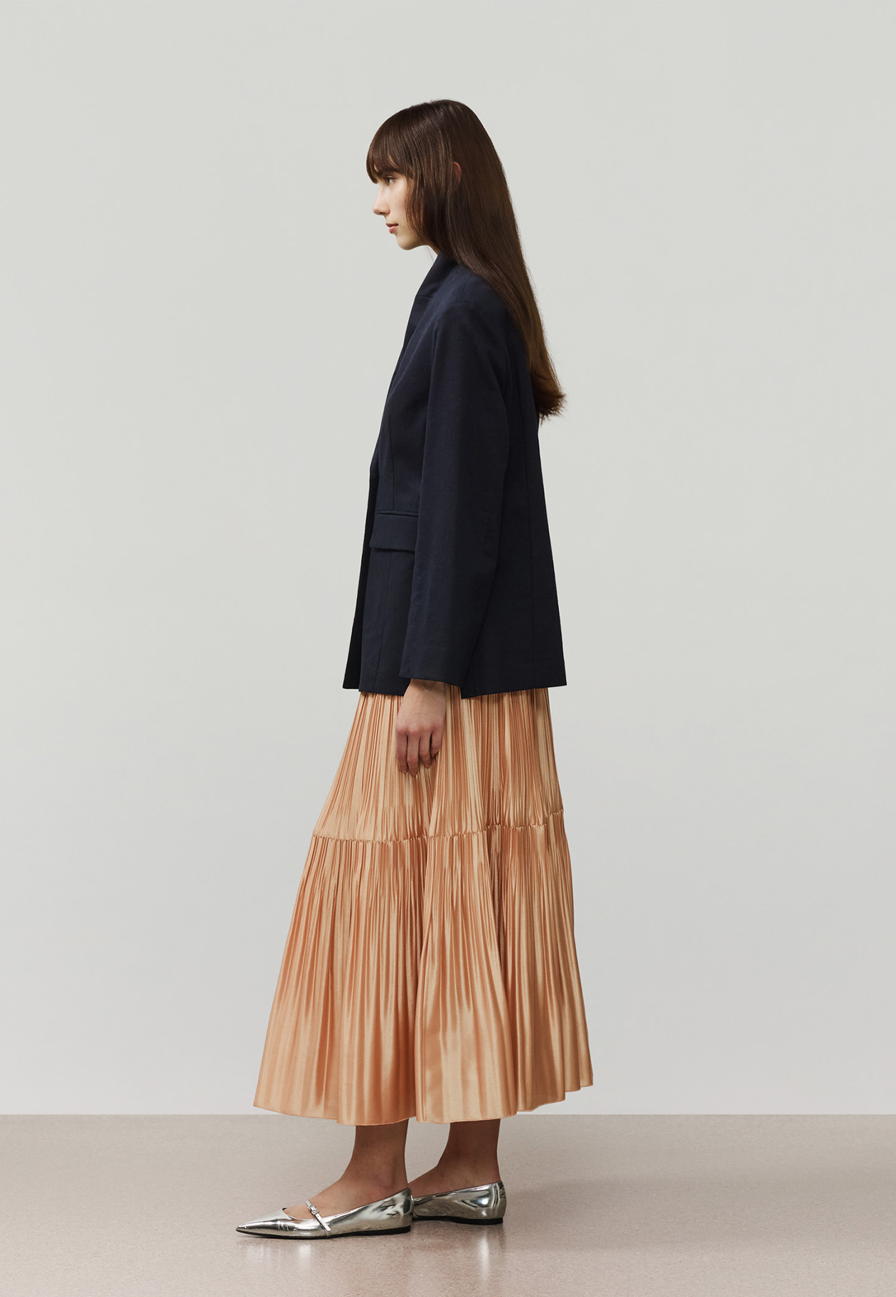 SILK POLYESTER TIERED PLEATS SKIRT / シルクポリエステルティアードプリーツスカート 詳細画像 OR 2