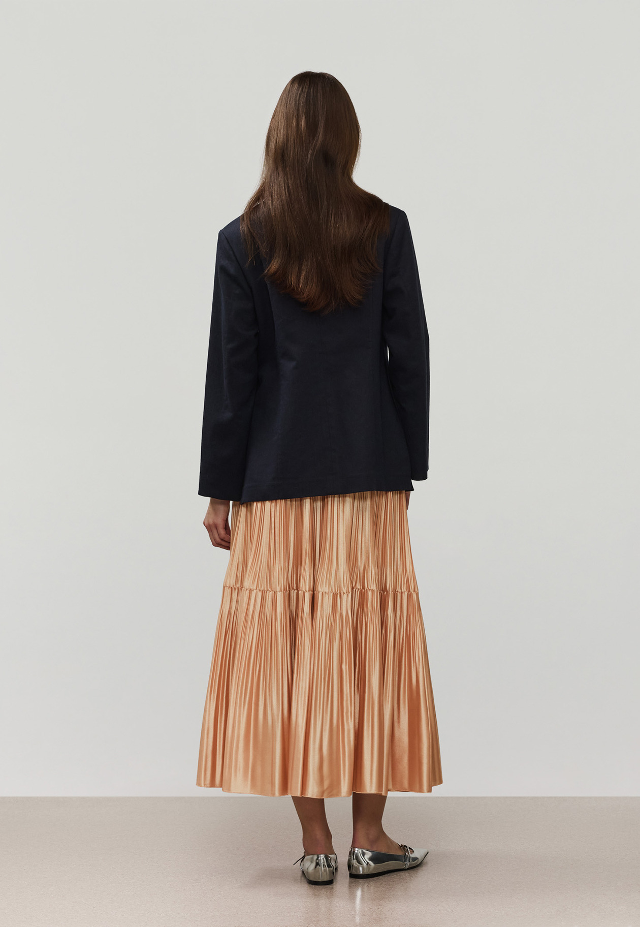 SILK POLYESTER TIERED PLEATS SKIRT / シルクポリエステルティアードプリーツスカート 詳細画像 OR 3