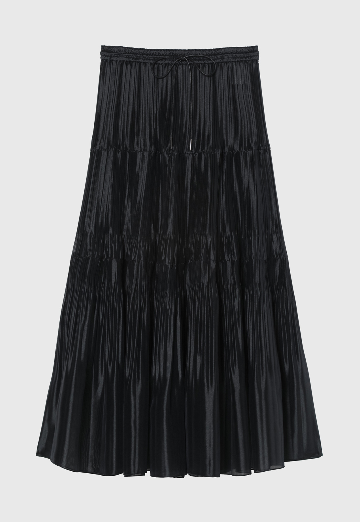 SILK POLYESTER TIERED PLEATS SKIRT / シルクポリエステルティアードプリーツスカート 詳細画像 Navy 1