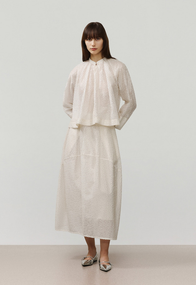 TAPE CUT JACQUARD SKIRT / テープカットジャガードスカート 詳細画像 White 7