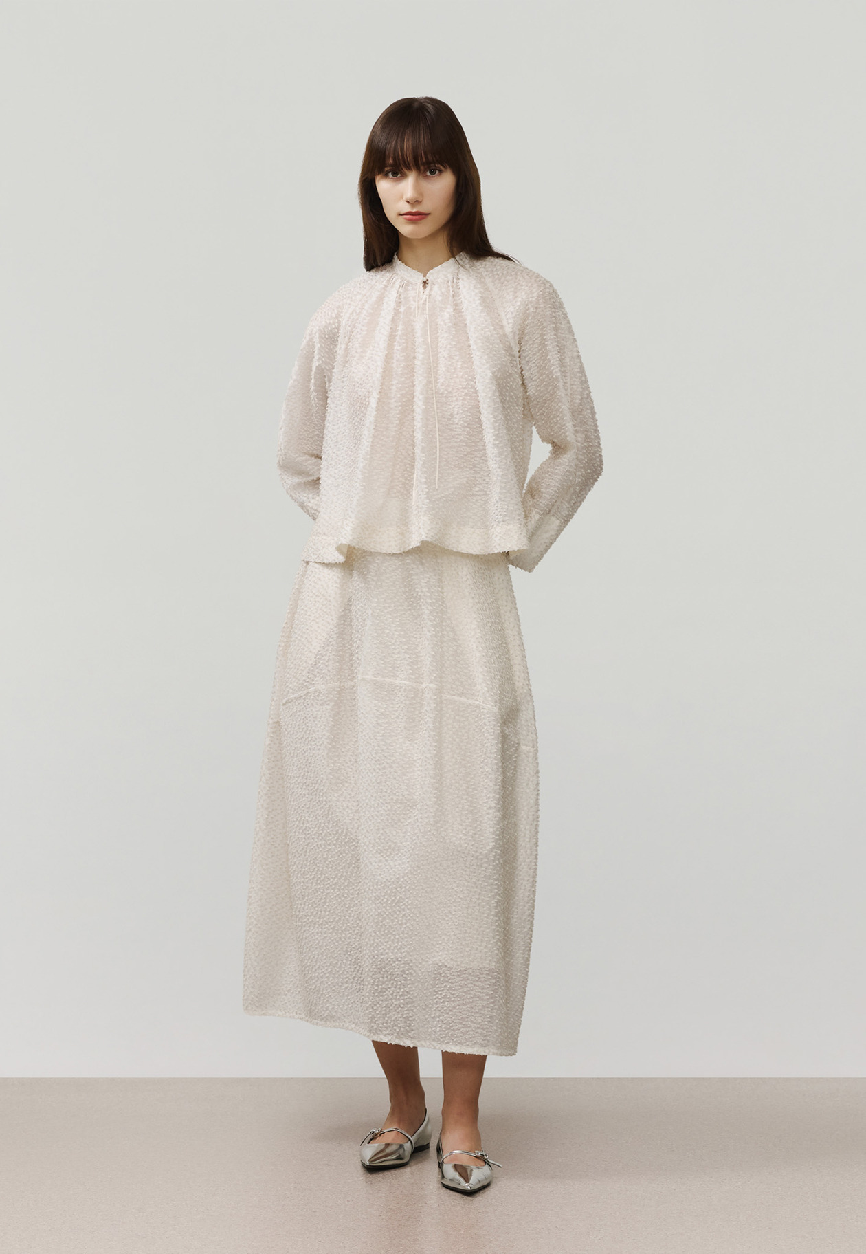 TAPE CUT JACQUARD SKIRT / テープカットジャガードスカート 詳細画像 White 7