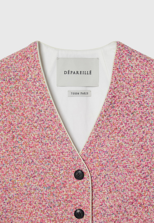 FANCY TWEED GILET / ファンシーツィードジレ 詳細画像 Pink 3