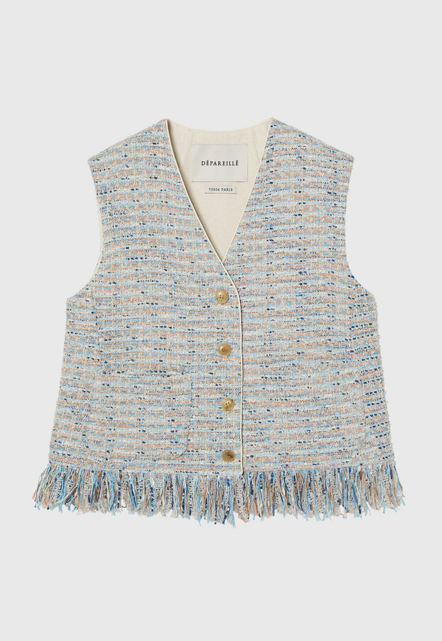 FANCY TWEED GILET / ファンシーツィードジレ 詳細画像 Blue 5