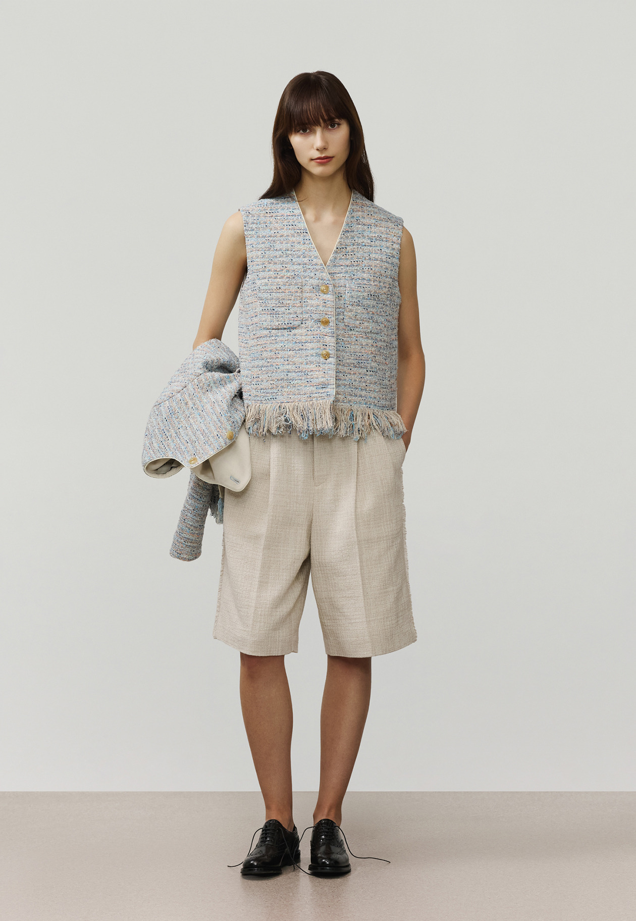 FANCY TWEED GILET / ファンシーツィードジレ 詳細画像 Blue 1