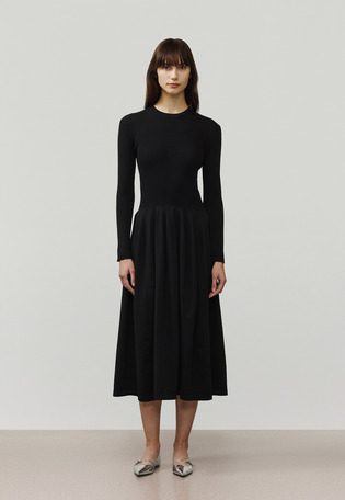 POLYESTER JERSEY GATHERED DRESS / ポリエステルジャージーギャザードレス