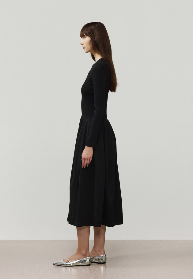POLYESTER JERSEY GATHERED DRESS / ポリエステルジャージーギャザードレス 詳細画像 Black 2