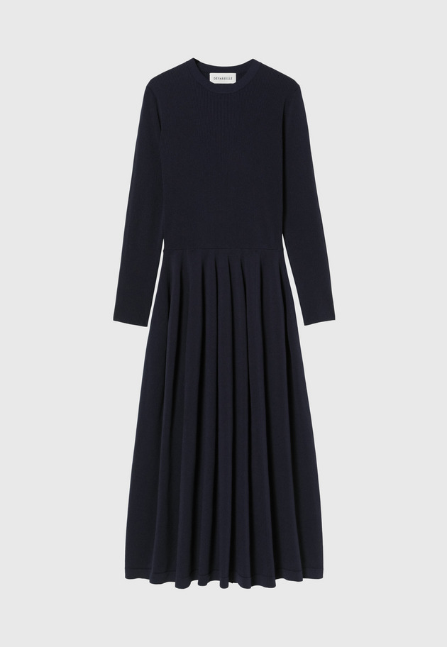 POLYESTER JERSEY GATHERED DRESS / ポリエステルジャージーギャザードレス 詳細画像 Navy 1