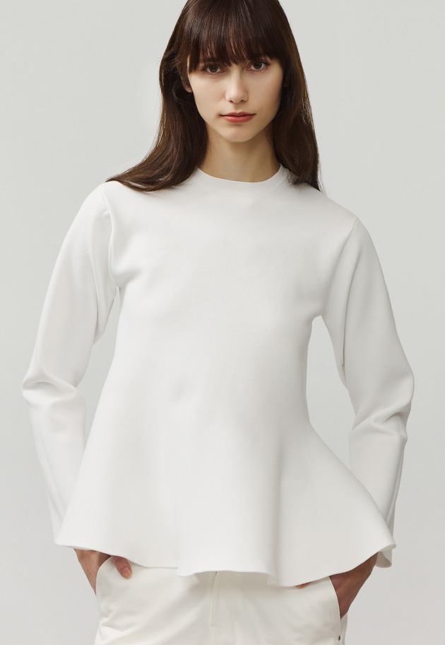POLYESTER JERSEY FLARE TOPS / ポリエステルジャージーフレアトップス 詳細画像 White 4