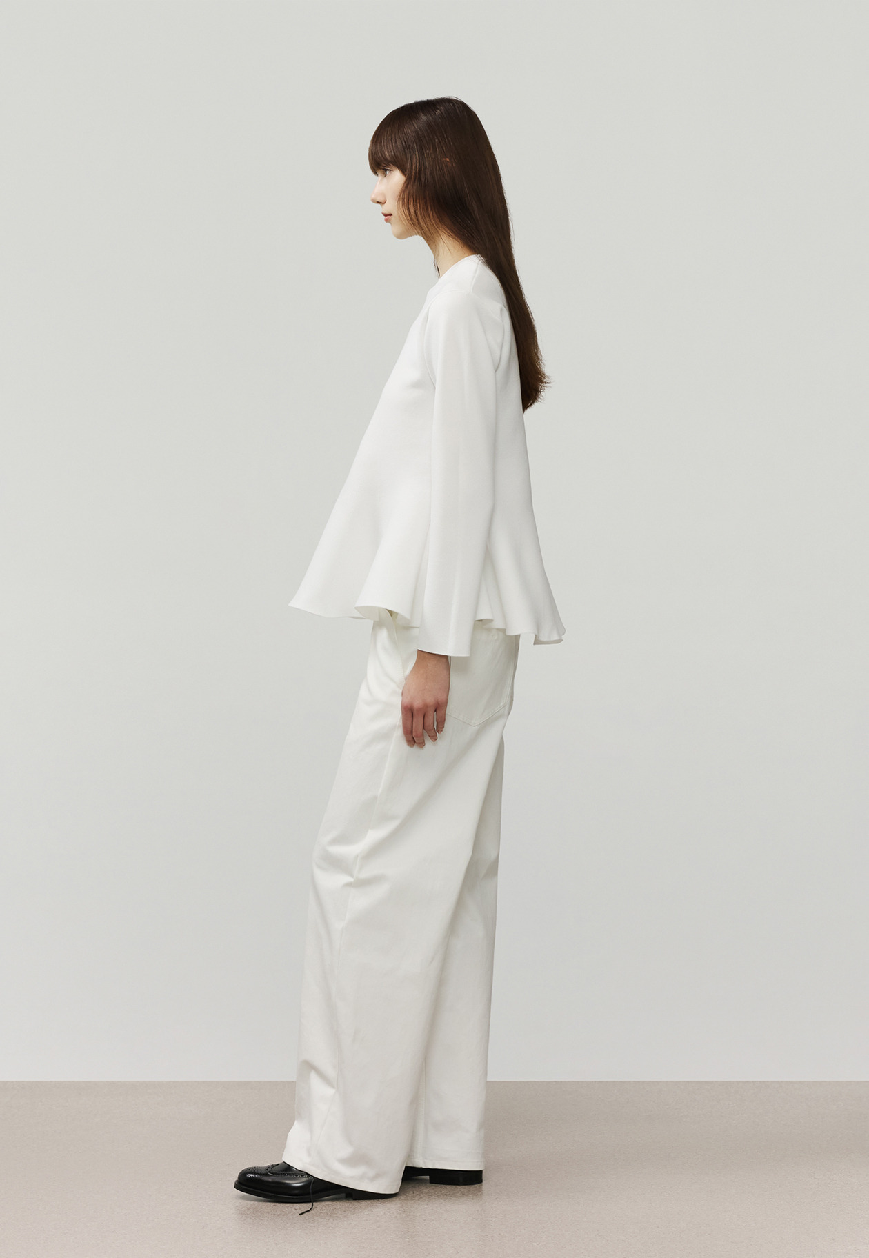 POLYESTER JERSEY FLARE TOPS / ポリエステルジャージーフレアトップス 詳細画像 White 2