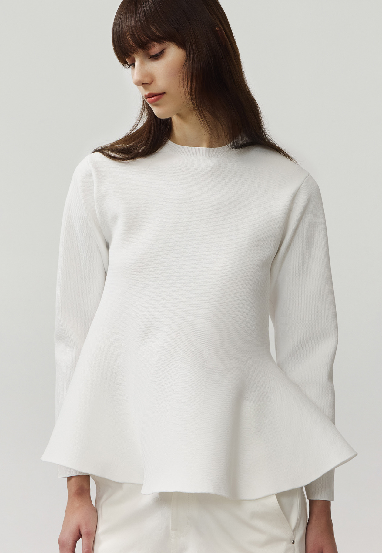 POLYESTER JERSEY FLARE TOPS / ポリエステルジャージーフレアトップス 詳細画像 White 5