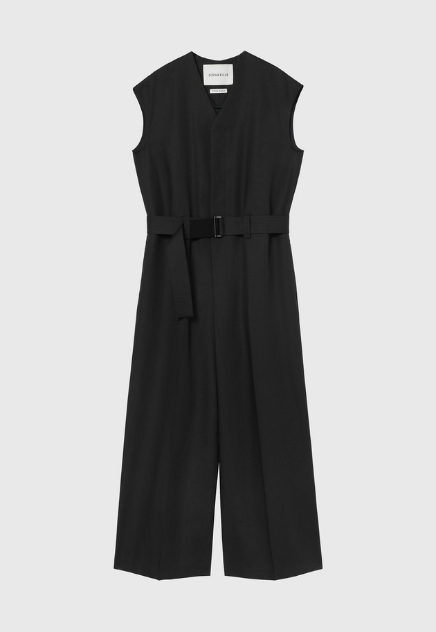 RAMIE POLY TWILL COMBINAISON / ラミーポリツイルコンビネゾン 詳細画像 Black 1