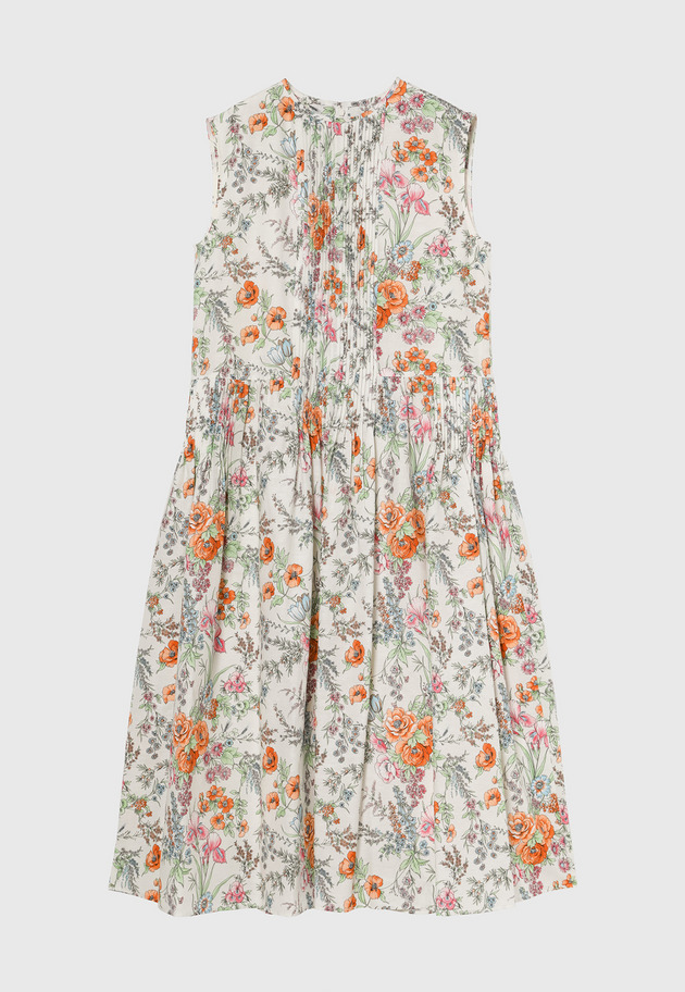 LINEN COTTON FLOWER PRINT DRESS / リネンコットンフラワープリントドレス 詳細画像 Beige 2