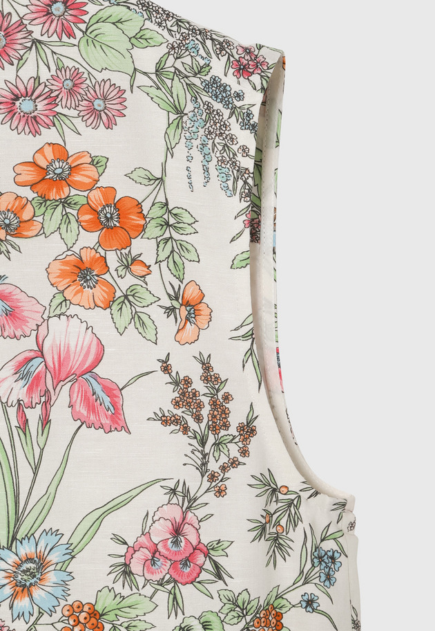 LINEN COTTON FLOWER PRINT DRESS / リネンコットンフラワープリントドレス 詳細画像 Beige 5