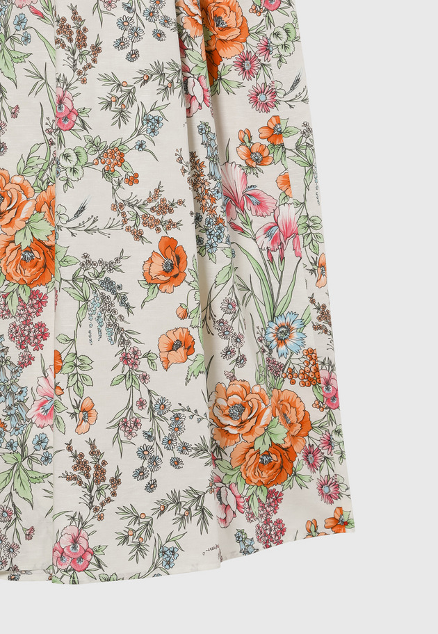 LINEN COTTON FLOWER PRINT DRESS / リネンコットンフラワープリントドレス 詳細画像 Beige 6