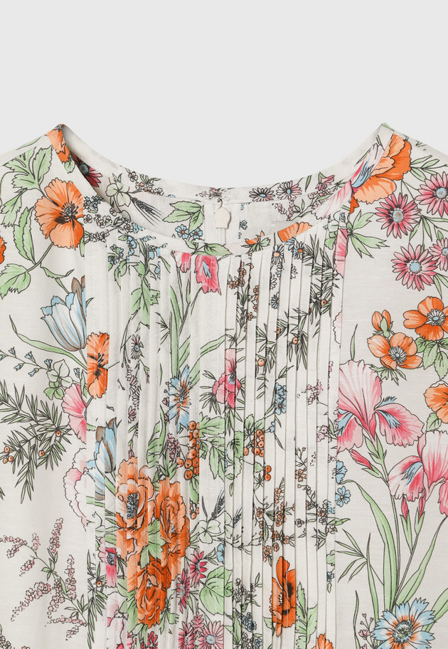 LINEN COTTON FLOWER PRINT DRESS / リネンコットンフラワープリントドレス 詳細画像 Beige 8