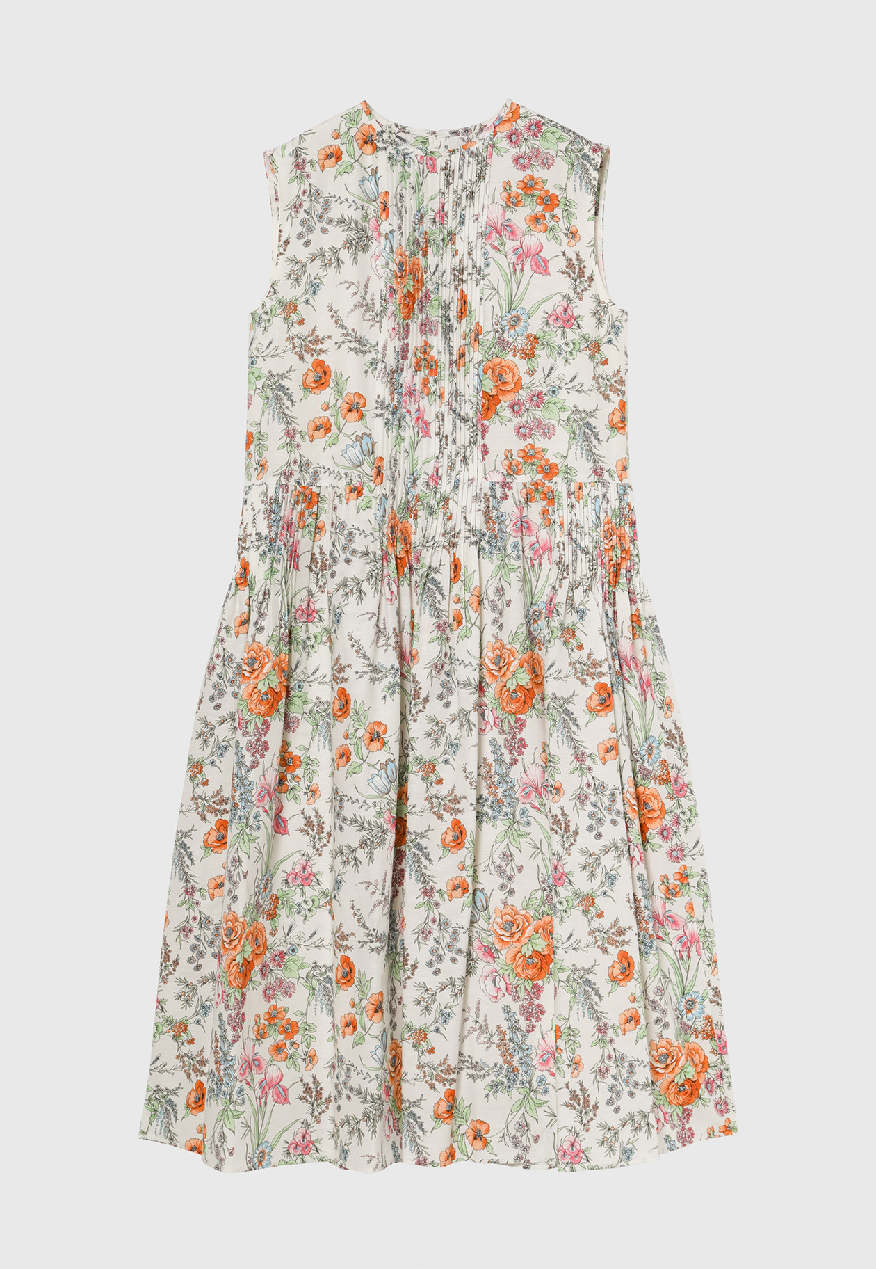 LINEN COTTON FLOWER PRINT DRESS / リネンコットンフラワープリントドレス 詳細画像 Beige 2