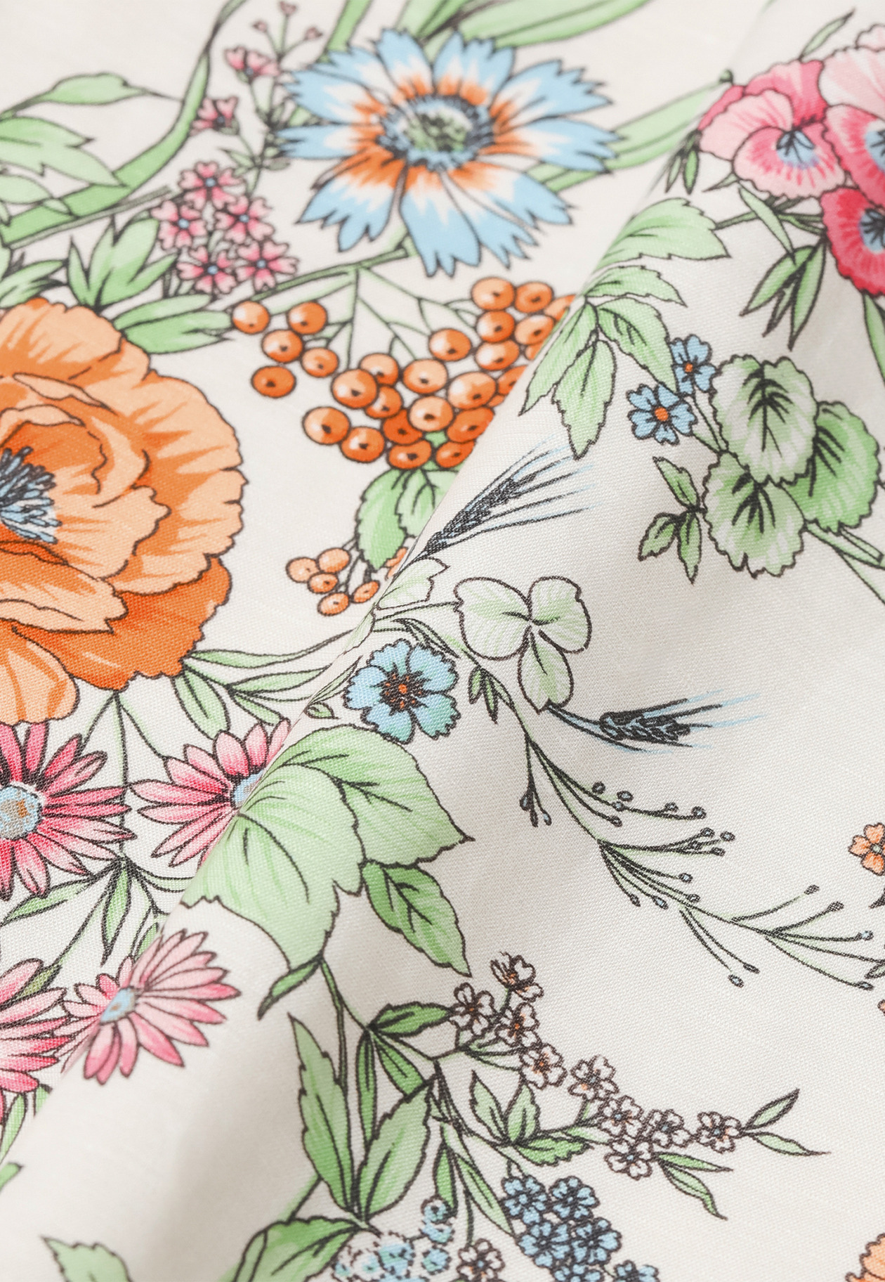 LINEN COTTON FLOWER PRINT DRESS / リネンコットンフラワープリントドレス 詳細画像 Beige 7