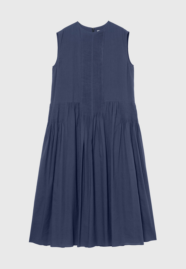 RAMIE COTTON PINTUCK SLEEVELESS DRESS / ラミーコットンピンタックスリーブレスドレス 詳細画像 Blue 1